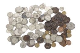 A quantity of pre decimal silver coins including 1889 crown