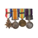 WWI 1914 star & bar trio together with a general service medal.