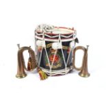 A Queen Elizabeth II military Royal Engineers' drum (37 cm high & 39 cm diameter) together with