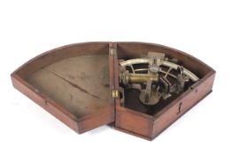 A Henry Barrow & Co Ltd, London sextent. The mahogany cased brass shipping device measuring 27.