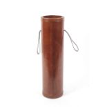 A contemporary good quality leather Stick Stand of cylindrical form with leather straps to side, 66.