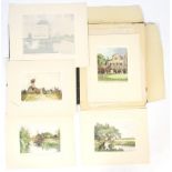 A portfolio of coloured etchings titled Original Etchings of Canterbury after Tatton Winter RBA