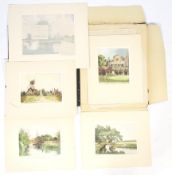 A portfolio of coloured etchings titled Original Etchings of Canterbury after Tatton Winter RBA