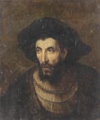 After Rembrandt 20th Oil on canvas Portrait of a man No frame 60 x 51 cm