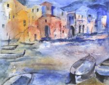 Ann Swankie 1951 Watercolour, 'Sicilian Harbour',