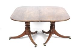 A Georgian Mahogany Twin Pedestal Dining Table with one leaf, 120.