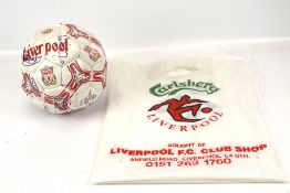 A signed Liverpool football club ball. From the 1990s including Ian Rush, John Barnes, etc.
