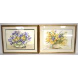 Two contemporary watercolours. Both depicting floral still lifes, signed 'M A Begun', 46.5cm x 65.