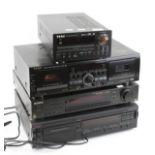 A group of four separates Hi Fi equipment.