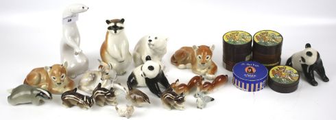 A collection of mid century ceramic animal figures.