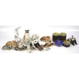 A collection of mid century ceramic animal figures.