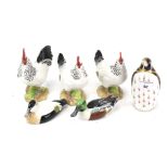 Five John Beswick hand painted figures boxed, Royal Crown Derby penguin.