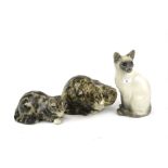 Three Winstanley pottery cat figures.
