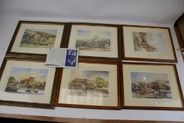 Tom Harland - a set of six signed limited edition prints, framed and glazed.