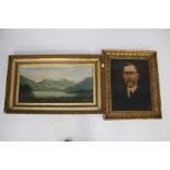 Two oil paintings on canvas in gilt frames.