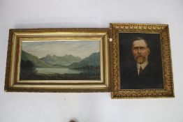 Two oil paintings on canvas in gilt frames.