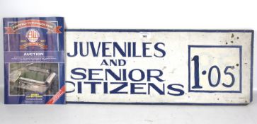 A painted sign from Burndes park together with an auction catalogue.