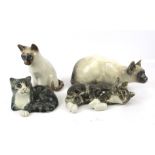 Four assorted Winstanley pottery cat figures.