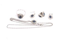 A blue and white paste suite of jewellery.