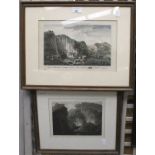 Two 19th century engravings featuring notable Derbyshire Views.