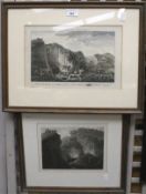 Two 19th century engravings featuring notable Derbyshire Views.