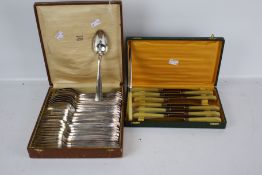 Two French Art Deco sets of silver-plated cutlery.