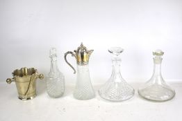 An assortment of 20th century glassware and an ice bucket.