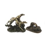 Two contemporary bronzed resin figurines.