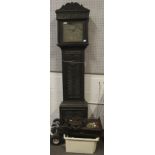 A 19th century long case clock and a wall clock.