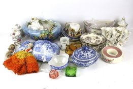A collection of assorted 19th century and later ceramics.
