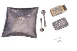 A Scottish hammered-silver square dish.