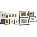 Nine monochrome engravings depicting mining and caving scenes.