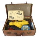 Collection of assorted vintage Meccano parts and pieces in a case.