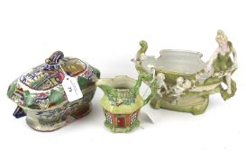 Three 19th century decorative ceramic items.