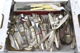 A quantity of assorted flatware cutlery. Including silver plated, fish knives and forks, etc.