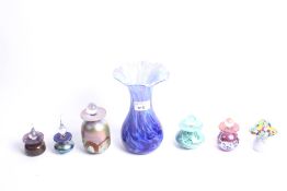 7 x alum bay glass items including a blue vase