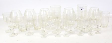 A set of 20th century drinking glasses.