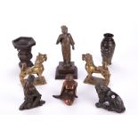 A collection of eight assorted Chinese and Japanese bronze and base metal items.
