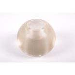 A large ridged cut glass spherical formed table match striker. Circa H10cm x D12.