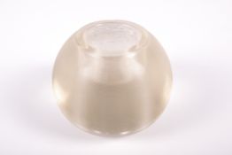 A large ridged cut glass spherical formed table match striker. Circa H10cm x D12.
