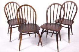 Vintage Retro : Ercol 1960, a set of four chocolate coloured dining chairs.