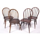 Vintage Retro : Ercol 1960, a set of four chocolate coloured dining chairs.