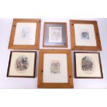 A collection of six assorted prints. Including three of 'Edinburgh'. Framed and glazed. Max. 11.