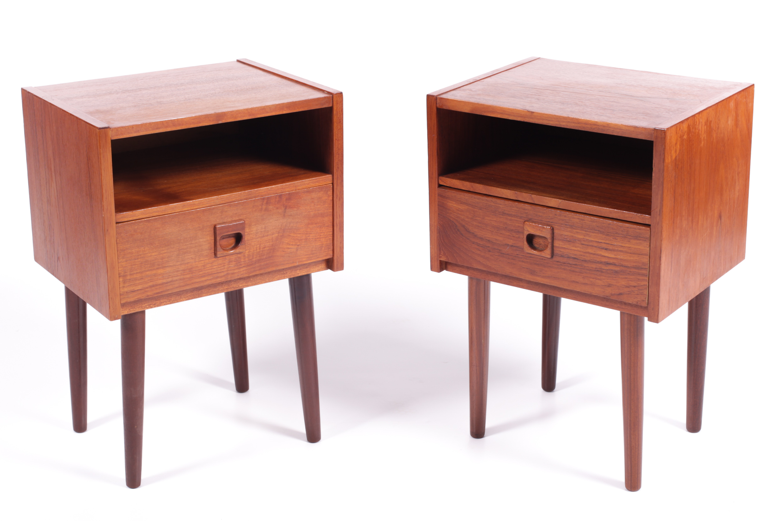 Vintage / Retro : Pair of genuine Danish teak bedside tables/nightstands.