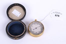 A 19th century brass pocket barometer.