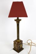 Vintage / Retro : A mid-century electric brass Corinthian Column table lamp.