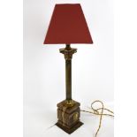 Vintage / Retro : A mid-century electric brass Corinthian Column table lamp.