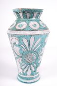 Vintage/ Retro Style : An Italian vase with sgraffito and turquoise and white enamel decoration.