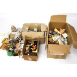 Three boxes of assorted 20th century dolls house furniture and accessories.