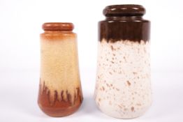 Two West German vases. Including #209-18 and #540-21 in tones f brown and cream. Largest H21.